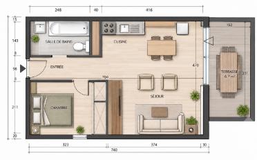 Appartement meublé 2 pièces - image - 12